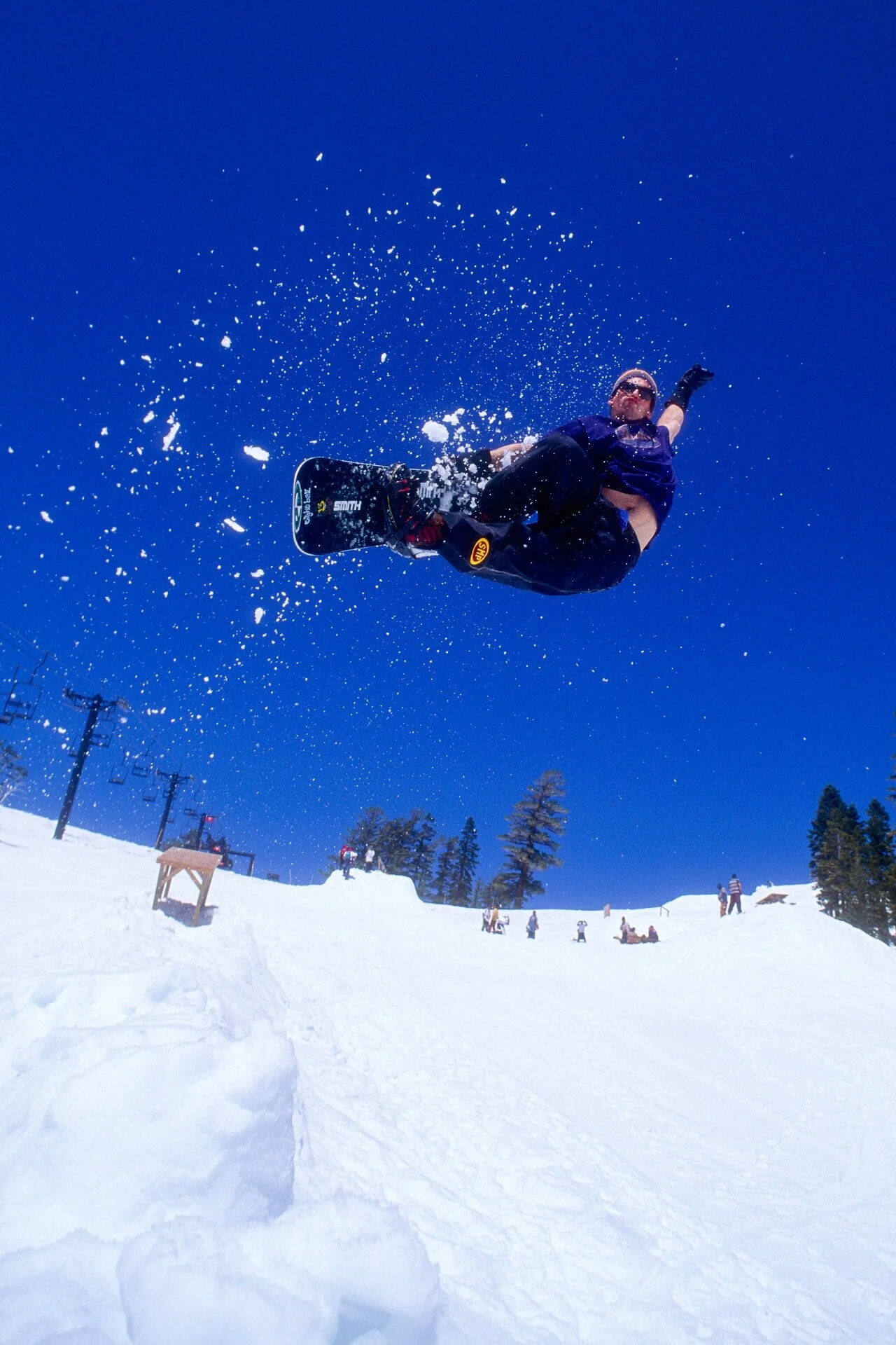 Jeff Brushie, legendary pro snowboarder, at Squaw Valley on his
